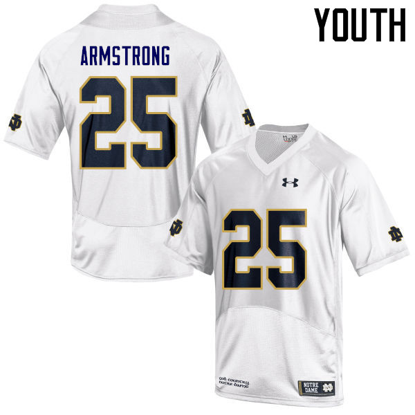Youth #25 Jafar Armstrong Notre Dame Fighting Irish College Football Jerseys Sale-White